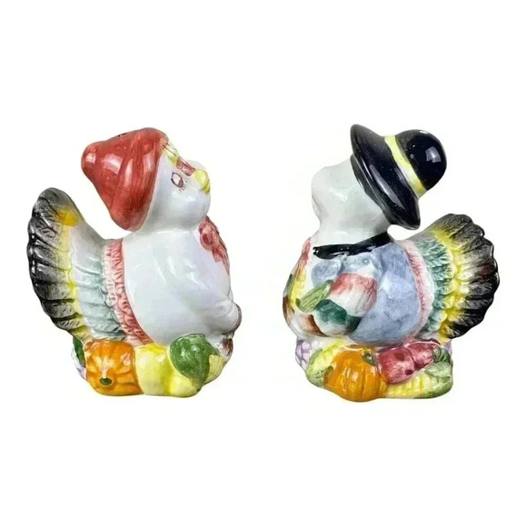 Vtg Mr & Mrs Pilgrim Turkey Salt & Pepper Shakers Thanksgiving Terry’s Village - Picture 4 of 8